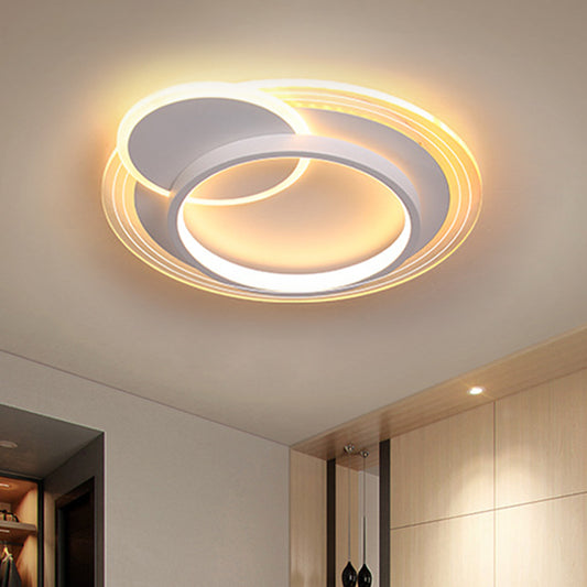 Metallic Round Ceiling Flush Mount Minimalism LED White Flush Lamp in Warm/White Light, 16.5"/20.5" Wide Clearhalo 'Ceiling Lights' 'Close To Ceiling Lights' 'Close to ceiling' 'Flush mount' Lighting' 1623697