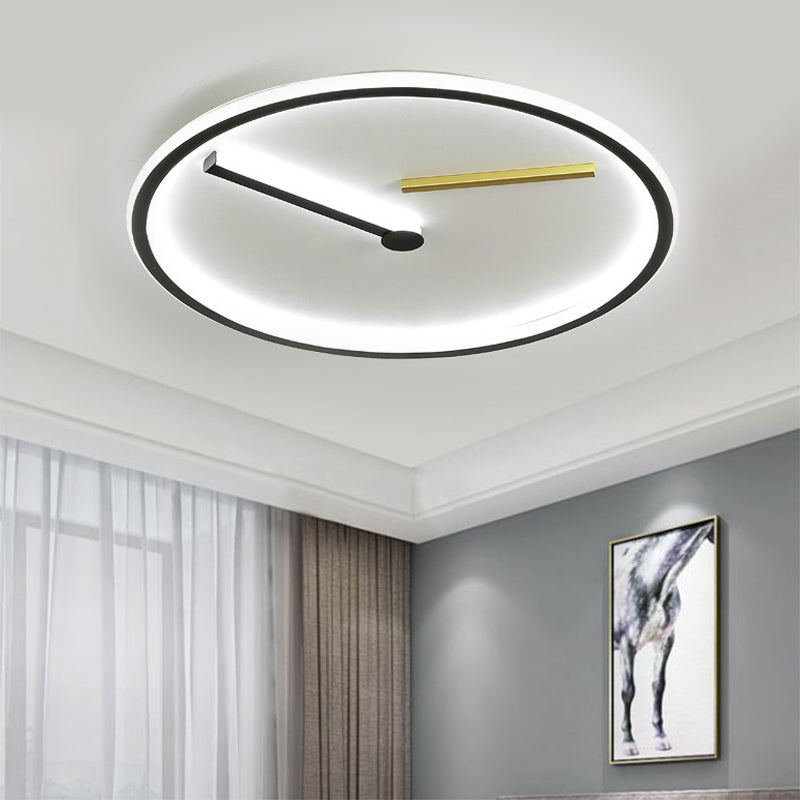 Round Close to Ceiling Lighting Modern Acrylic LED Black Flush Lamp Fixture in Warm/White Light, 12"/16"/19.5" Wide Clearhalo 'Ceiling Lights' 'Close To Ceiling Lights' 'Close to ceiling' 'Flush mount' Lighting' 1623706