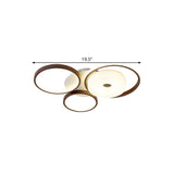 3 Rings Bedroom Flush Ceiling Light Metal 19.5"/25.5" W LED Modernism Flush Mount Lamp in Brown, Warm/White Light Clearhalo 'Ceiling Lights' 'Close To Ceiling Lights' 'Close to ceiling' 'Flush mount' Lighting' 1623719