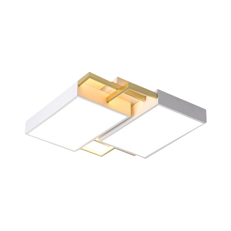 Double Rectangle Flush Light Modernism Metal Black/Gold LED Flush Mount Lamp in Warm/White Light, 16"/19.5" W Clearhalo 'Ceiling Lights' 'Close To Ceiling Lights' 'Close to ceiling' 'Flush mount' Lighting' 1623723