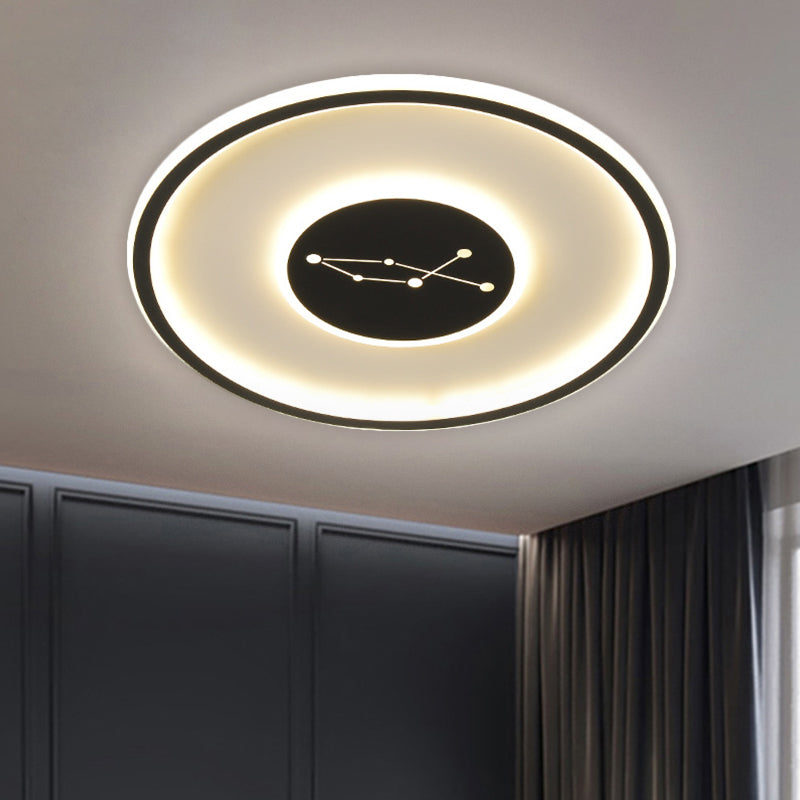 Circular Ceiling Lamp Fixture Simple Acrylic Sleeping Room LED Flush Mount Lamp in Black, Warm/White/3 Color Light Clearhalo 'Ceiling Lights' 'Close To Ceiling Lights' 'Close to ceiling' 'Flush mount' Lighting' 1623740