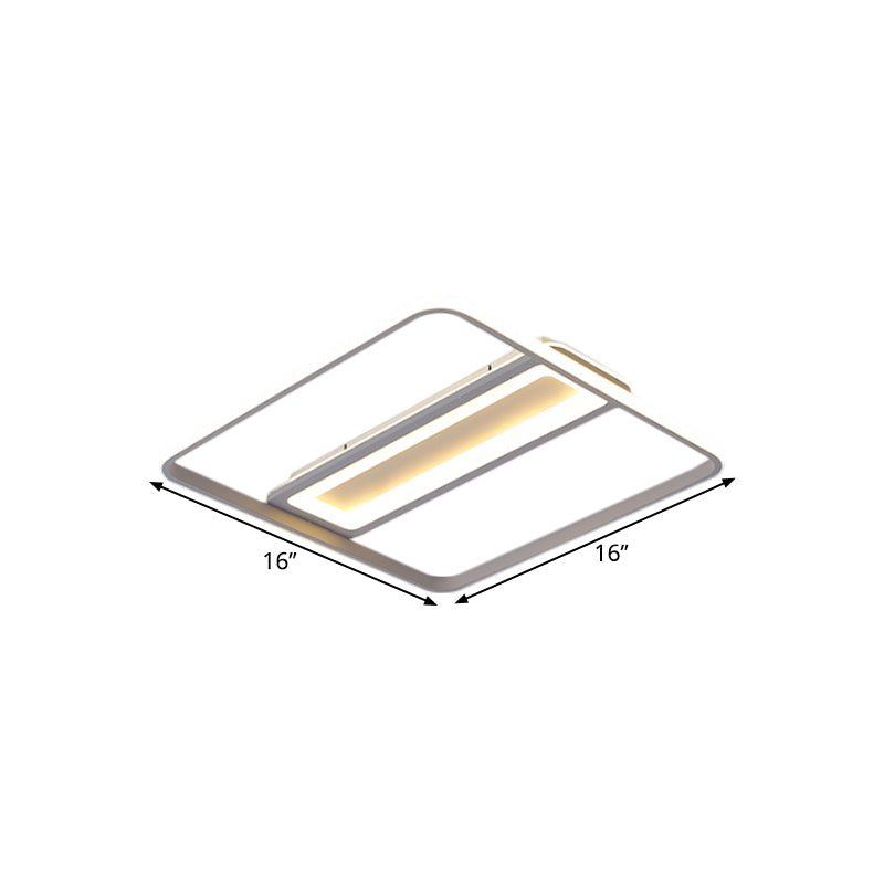 Rectangle and Square Plastic Flush Ceiling Light Nordic 16"/19.5" W LED White Flushmount Lighting, Warm/White Light Clearhalo 'Ceiling Lights' 'Close To Ceiling Lights' 'Close to ceiling' 'Flush mount' Lighting' 1623769