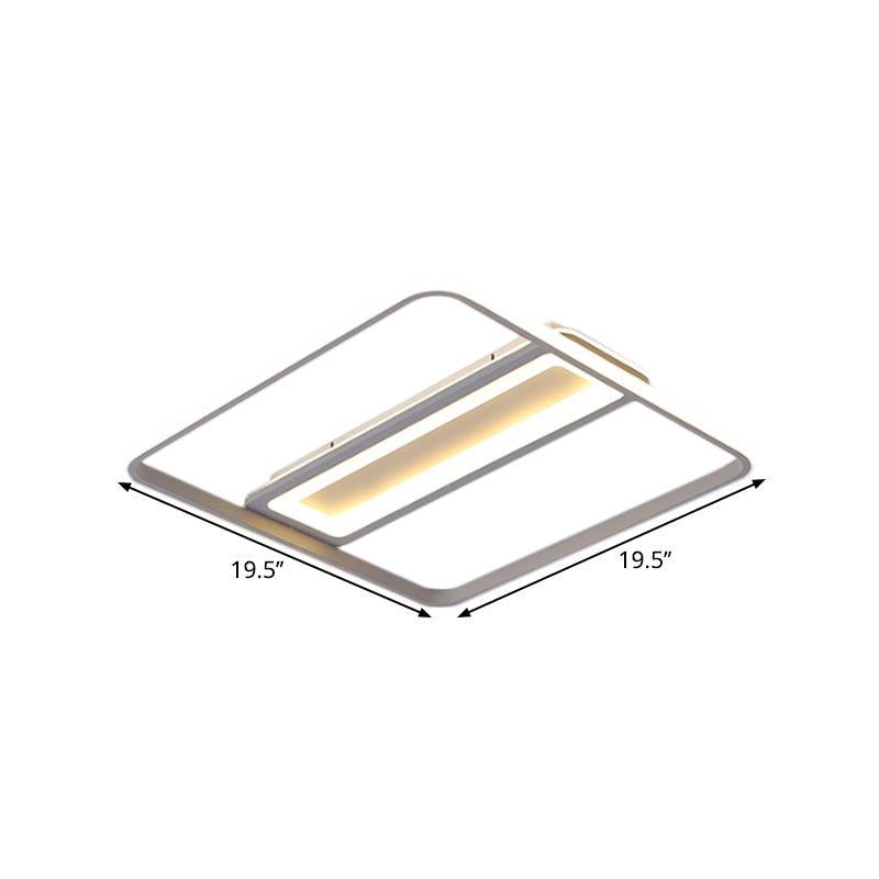 Rectangle and Square Plastic Flush Ceiling Light Nordic 16"/19.5" W LED White Flushmount Lighting, Warm/White Light Clearhalo 'Ceiling Lights' 'Close To Ceiling Lights' 'Close to ceiling' 'Flush mount' Lighting' 1623770