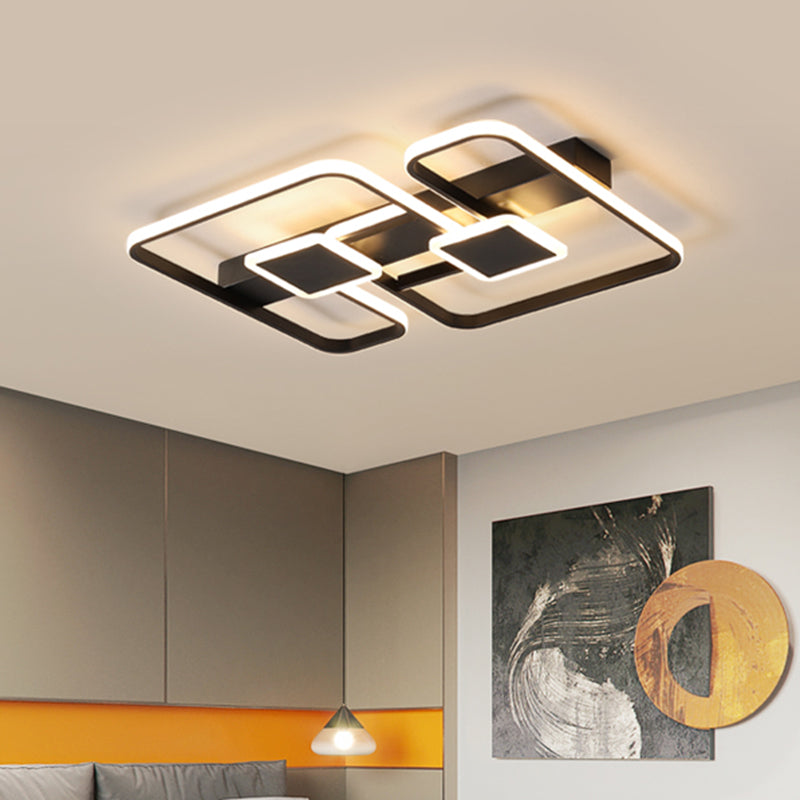 Geometric Flushmount Lighting Nordic Metal LED Bedroom Flush Mount in Black, 16.5"/20.5"/24.5" W (The customization will be 7 days) Black Clearhalo 'Ceiling Lights' 'Close To Ceiling Lights' 'Close to ceiling' 'Flush mount' Lighting' 1623771