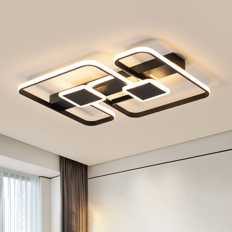 Geometric Flushmount Lighting Nordic Metal LED Bedroom Flush Mount in Black, 16.5"/20.5"/24.5" W (The customization will be 7 days) Clearhalo 'Ceiling Lights' 'Close To Ceiling Lights' 'Close to ceiling' 'Flush mount' Lighting' 1623772