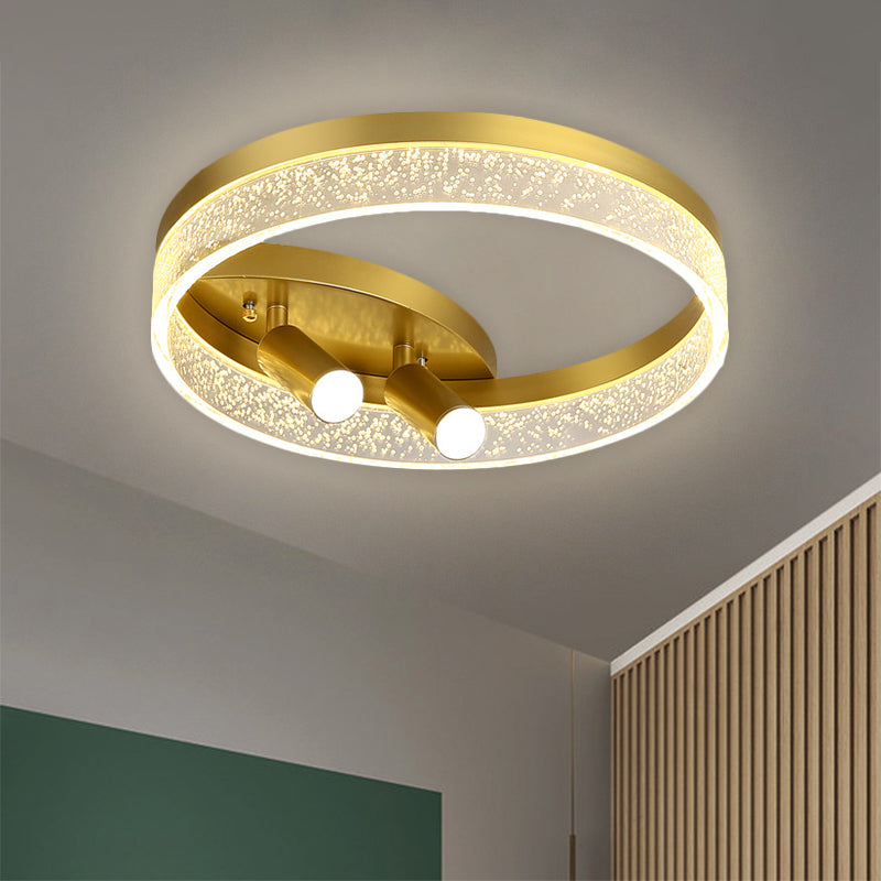 Gold Round LED Flush Mount Spotlight Modern Style Metal Ceiling Lighting in Warm/White Light, 16"/19.5" Width Gold Clearhalo 'Ceiling Lights' 'Close To Ceiling Lights' 'Close to ceiling' 'Flush mount' Lighting' 1623777