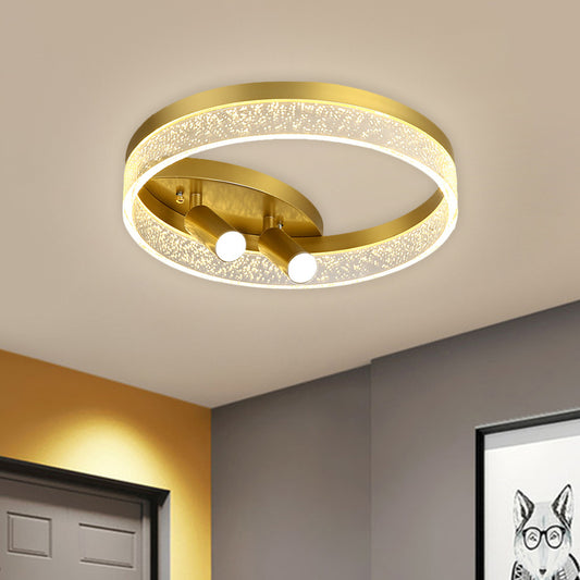 Gold Round LED Flush Mount Spotlight Modern Style Metal Ceiling Lighting in Warm/White Light, 16"/19.5" Width Clearhalo 'Ceiling Lights' 'Close To Ceiling Lights' 'Close to ceiling' 'Flush mount' Lighting' 1623778