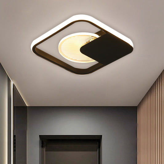 Minimalist Square Ceiling Fixture Metal LED Corridor Flush Mount Lamp in Black, Warm/White/3 Color Light Clearhalo 'Ceiling Lights' 'Close To Ceiling Lights' 'Close to ceiling' 'Flush mount' Lighting' 1623806