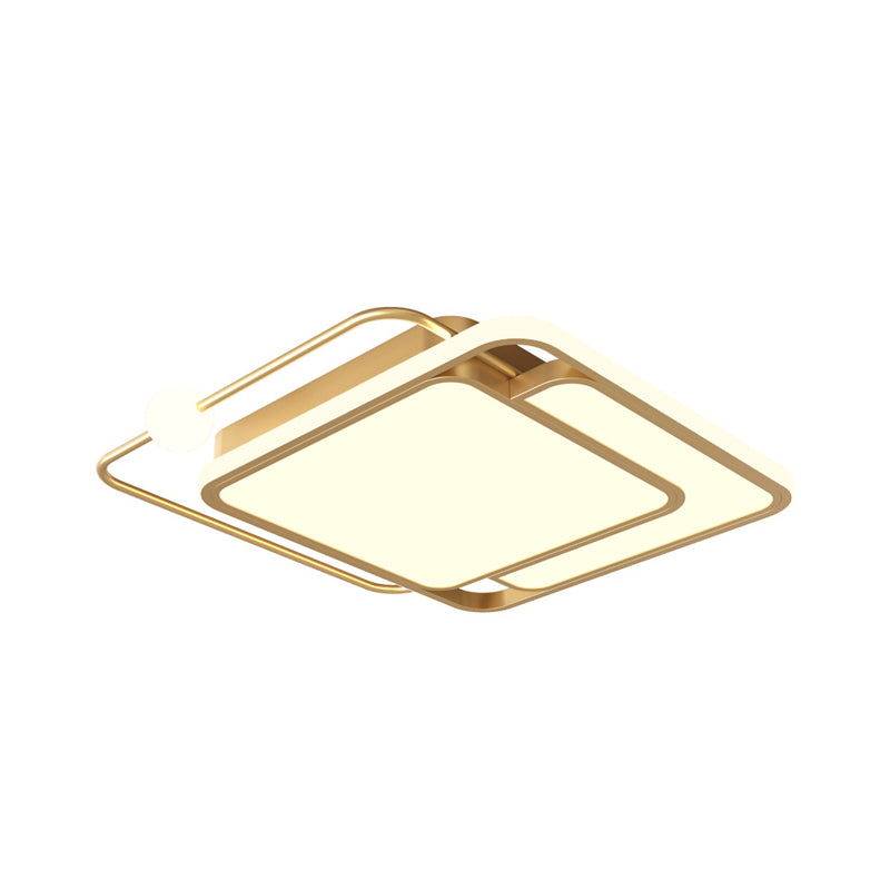 Gold Square LED Ceiling Mounted Fixture Simple Style Flush Lamp in Warm/White Light, 16.5"/20.5" Width Clearhalo 'Ceiling Lights' 'Close To Ceiling Lights' 'Close to ceiling' 'Flush mount' Lighting' 1623811