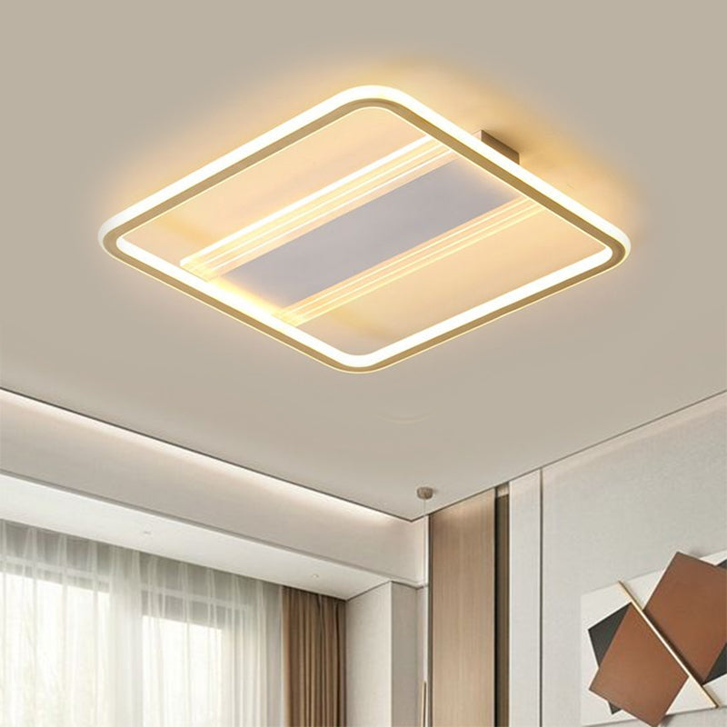 16.5"/20.5" W Modern LED Semi Flush Gold Squared Ceiling Mounted Fixture with Acrylic Shade in Warm/White Light Clearhalo 'Ceiling Lights' 'Close To Ceiling Lights' 'Close to ceiling' 'Flush mount' Lighting' 1623824