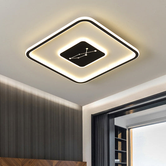 LED Bedroom Flush Mount Lighting Minimalism Black Ceiling Flush with Squared Acrylic Shade in Warm/White/3 Color Light Black Clearhalo 'Ceiling Lights' 'Close To Ceiling Lights' 'Close to ceiling' 'Flush mount' Lighting' 1623828