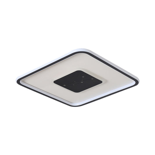 LED Bedroom Flush Mount Lighting Minimalism Black Ceiling Flush with Squared Acrylic Shade in Warm/White/3 Color Light Clearhalo 'Ceiling Lights' 'Close To Ceiling Lights' 'Close to ceiling' 'Flush mount' Lighting' 1623830