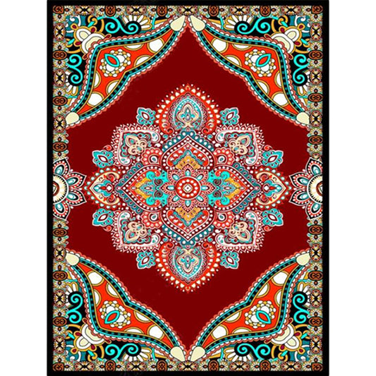 Mediterranean Moroccan Rug in Red and Black Medallion Floral Pattern Rug Polyester Anti-Slip Carpet for Home Decoration Clearhalo 'Area Rug' 'Moroccan' 'Rugs' Rug' 1623875