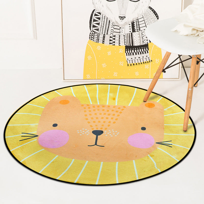 Stylish Kids Rug in White and Blue Animal Flamingo Bear Lion Pattern Rug Polyester Washable Carpet for Children's Room Yellow Clearhalo 'Area Rug' 'Rug' 1624025