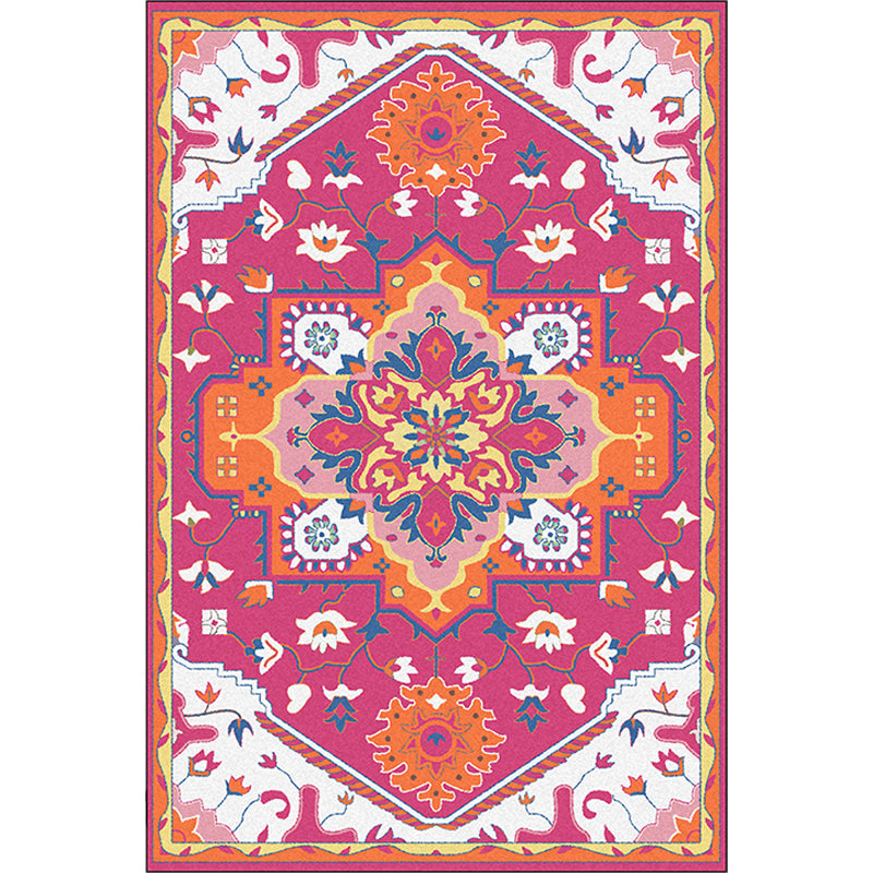 Colorful Bedroom Rug Moroccan Medallion Floral Pattern Area Rug Polyester Anti-Slip Stain-Resistant Carpet Clearhalo 'Area Rug' 'Moroccan' 'Rugs' Rug' 1624119