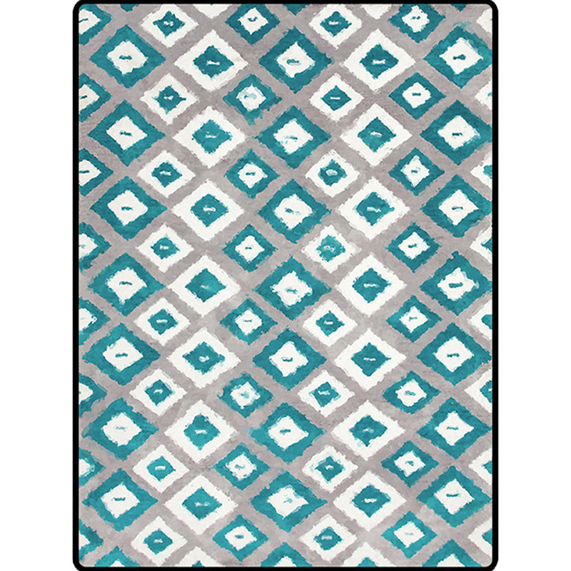 Blue and Grey Bedroom Rug Novelty Geometric Diamond Pattern Area Rug Polyester Pet Friendly Carpet Clearhalo 'Area Rug' 'Rug' 1624236