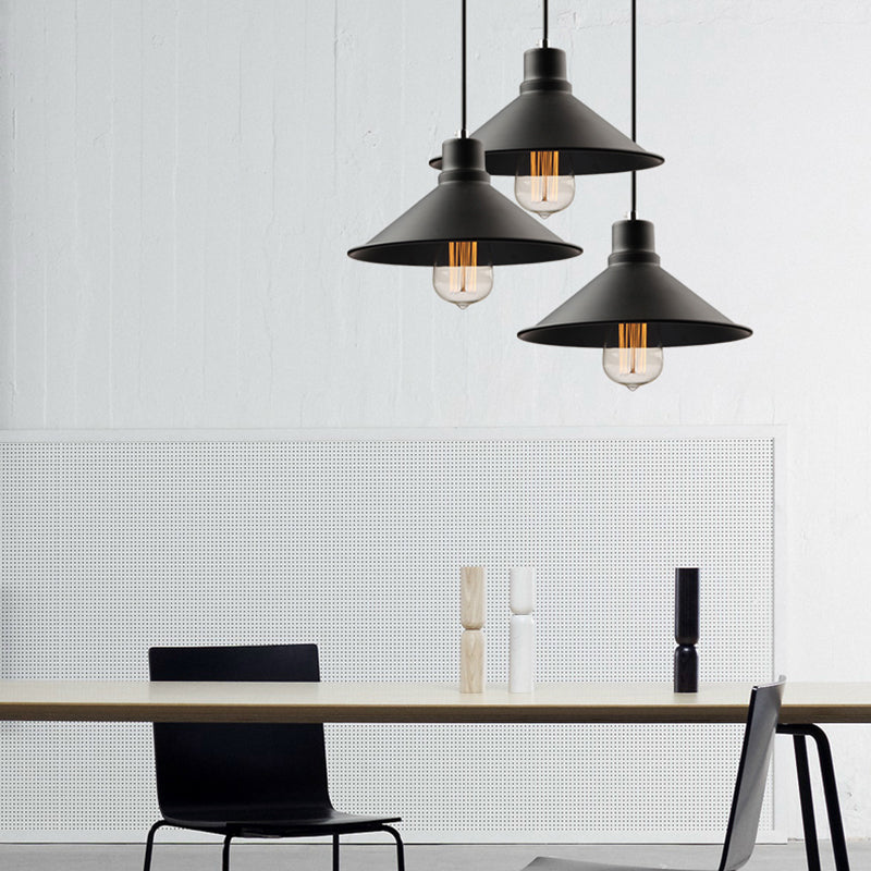 Metal Conic Hanging Ceiling Light Retro Stylish 1 light Dining Table Ceiling Light in Black Finish Black Clearhalo 'Ceiling Lights' 'Modern Pendants' 'Modern' 'Pendant Lights' 'Pendants' Lighting' 162464