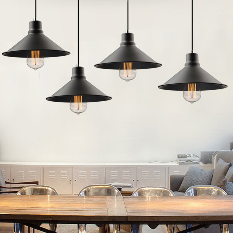 Metal Conic Hanging Ceiling Light Retro Stylish 1 light Dining Table Ceiling Light in Black Finish Clearhalo 'Ceiling Lights' 'Modern Pendants' 'Modern' 'Pendant Lights' 'Pendants' Lighting' 162465