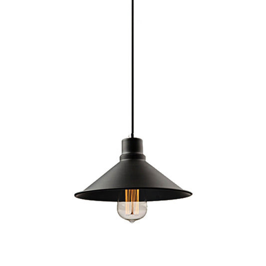 Metal Conic Hanging Ceiling Light Retro Stylish 1 light Dining Table Ceiling Light in Black Finish Clearhalo 'Ceiling Lights' 'Modern Pendants' 'Modern' 'Pendant Lights' 'Pendants' Lighting' 162466