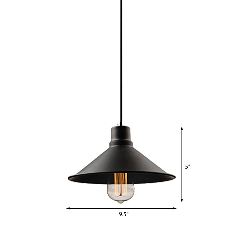 Metal Conic Hanging Ceiling Light Retro Stylish 1 light Dining Table Ceiling Light in Black Finish Clearhalo 'Ceiling Lights' 'Modern Pendants' 'Modern' 'Pendant Lights' 'Pendants' Lighting' 162467