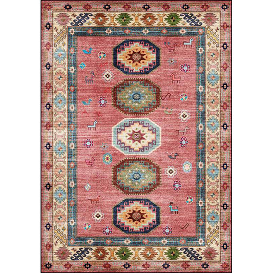 Americana Tribal Pattern Rug Pink Polyester Rug Machine Washable Non-Slip Backing Area Rug for Bedroom Clearhalo 'Area Rug' 'Rugs' 'Southwestern' Rug' 1624695