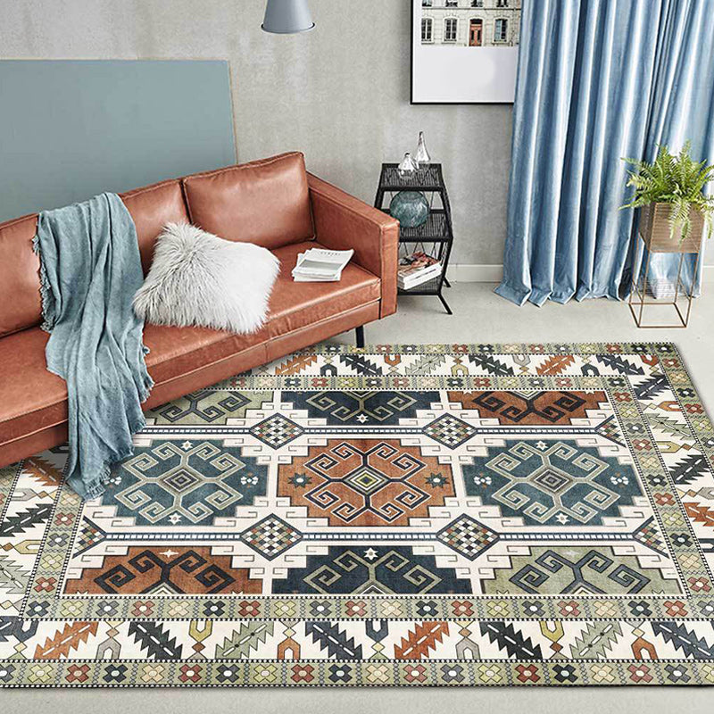 Multicolor Tribal Pattern Rug Polyester Southwestern Rug Washable Anti-Slip Pet  Friendly Area Rug for Bedroom - Clearhalo