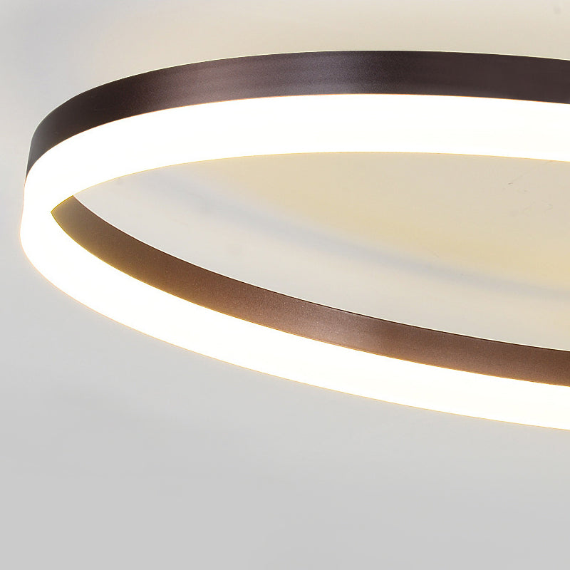 Loop Bedroom Flush Ceiling Lamp Acrylic LED 27.5"/35.5"/43" Wide Minimalist Brown Semi Flush Mount in Warm/White/Natural Light Clearhalo 'Ceiling Lights' 'Close To Ceiling Lights' 'Close to ceiling' 'Semi-flushmount' Lighting' 162490