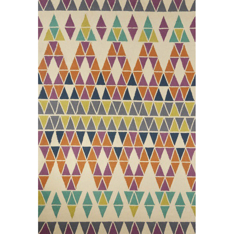 Southwestern Living Room Rug in Ivory Geometric Triangle Print Rug Polyester Machine Washable Area Rug Clearhalo 'Area Rug' 'Rugs' 'Southwestern' Rug' 1624944