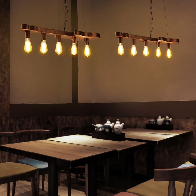 Guitar Pendant Lighting Industrial 5 Lights Iron Island Lighting Fixture in Rust for Restaurant Rust Clearhalo 'Ceiling Lights' 'Island Lights' Lighting' 162505