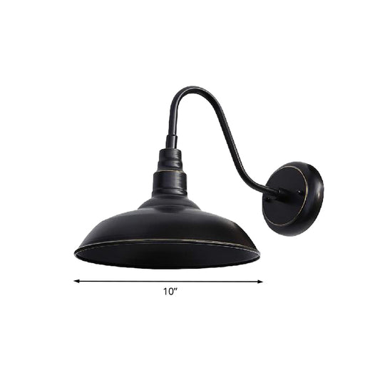Farmhouse Style Barn Wall Sconce Lamp 1 Head Metal Sconce Lighting with Gooseneck Arm in Black for Outdoor Clearhalo 'Art deco wall lights' 'Cast Iron' 'Glass' 'Industrial wall lights' 'Industrial' 'Middle century wall lights' 'Modern' 'Rustic wall lights' 'Tiffany' 'Traditional wall lights' 'Wall Lamps & Sconces' 'Wall Lights' Lighting' 162525
