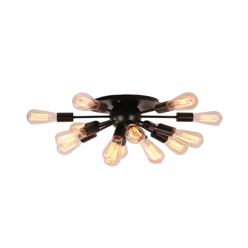 Vintage Industrial Sputnik Suspension Light Multi Light Metallic Semi Flush Ceiling Light in Black for Living Room Clearhalo 'Ceiling Lights' 'Close To Ceiling Lights' 'Close to ceiling' 'Semi-flushmount' Lighting' 162532