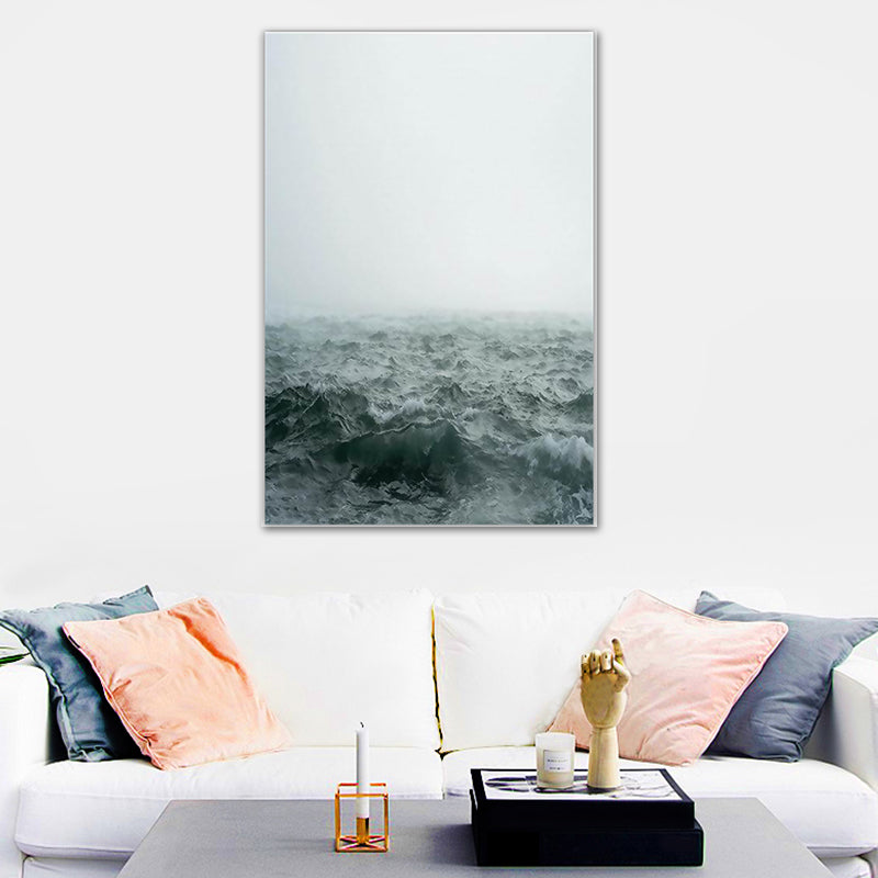 Grey Sea Water Canvas Print Scenery Nostalgic Textured Surface Wall Art Decor for Home