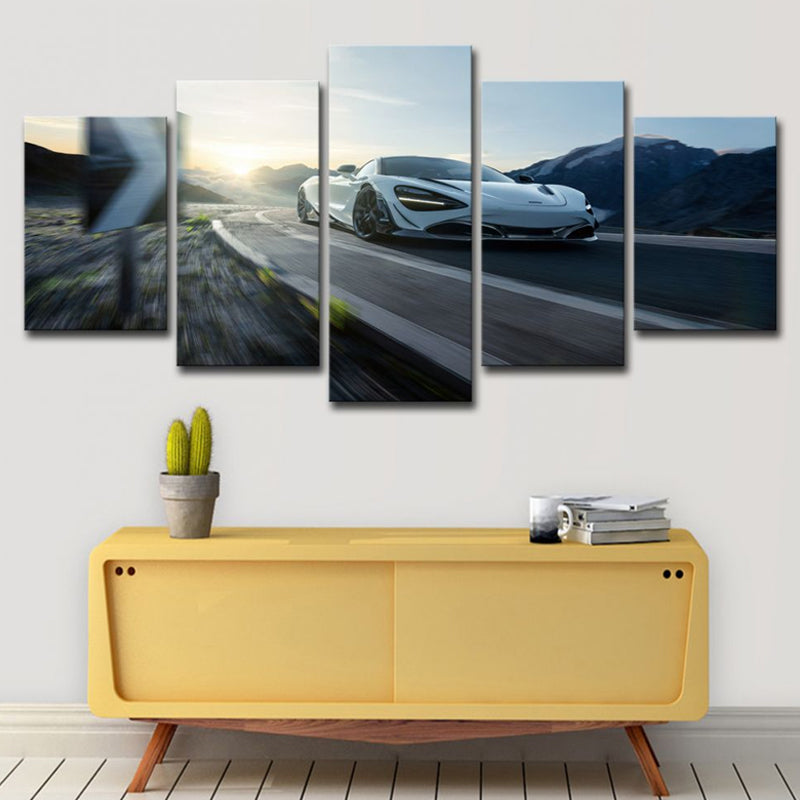 Sports Car Dashing Wall Art Black-White Modern Canvas Print for Boys Bedroom Black Clearhalo 'Art Gallery' 'Canvas Art' 'Contemporary Art Gallery' 'Modern' Arts' 1625598