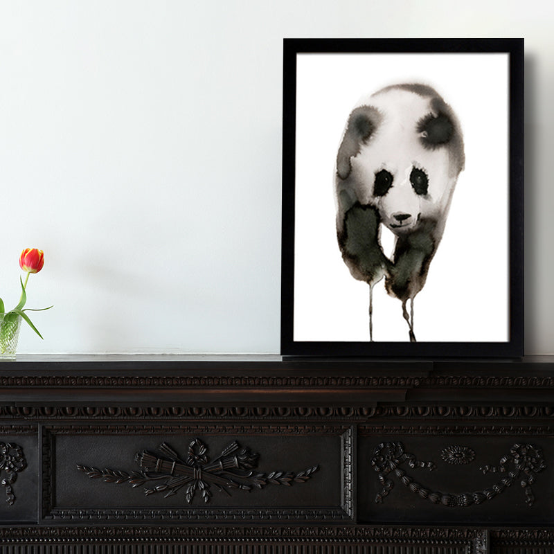 Black and White Panda Canvas Art Textured Asian Style Kids Bedroom Wall Decoration - Clearhalo - 'Arts' - 'Canvas Art' - 1625885