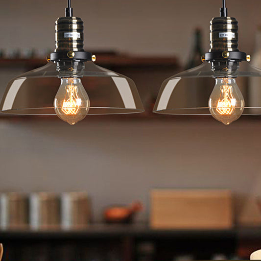 Brass 1 Light Hanging Ceiling Light Retro Vintage Amber Glass Barn Pendants Lighting for Living Room Amber Clearhalo 'Ceiling Lights' 'Glass shade' 'Glass' 'Industrial Pendants' 'Industrial' 'Middle Century Pendants' 'Pendant Lights' 'Pendants' 'Tiffany' Lighting' 162591