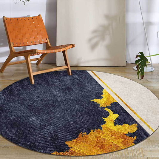 Funky Abstract Rug Navy and Golden Simple Rug Polyester Washable Anti-Slip Backing Area Rug for Living Room Dark Blue Clearhalo 'Area Rug' 'Modern' 'Rugs' Rug' 1626452