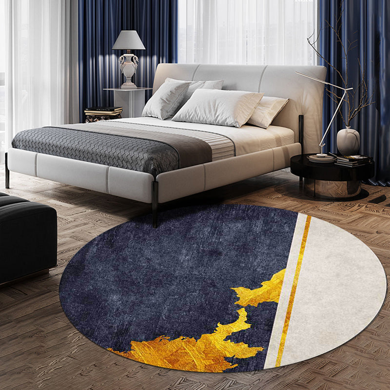 Funky Abstract Rug Navy and Golden Simple Rug Polyester Washable Anti-Slip Backing Area Rug for Living Room Clearhalo 'Area Rug' 'Modern' 'Rugs' Rug' 1626454