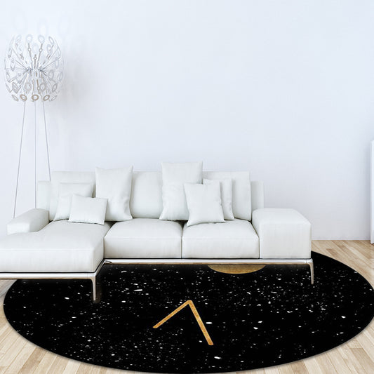 Novelty Outer Space Print Rug Black Polyester Rug Washable Non-Slip Backing Area Rug for Living Room Clearhalo 'Area Rug' 'Rug' 1626499