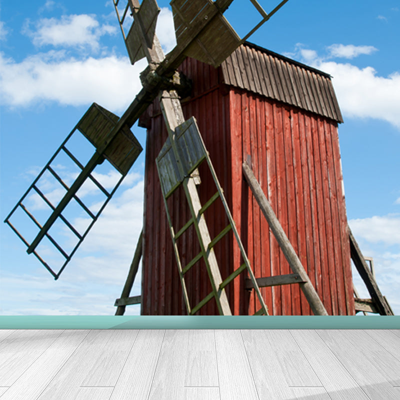 Whole Windmill Mural Wallpaper for Wall Decor Contemporary Girls Room Wall Covering Clearhalo 'Wall Decor' 'Wall Mural' 1627054