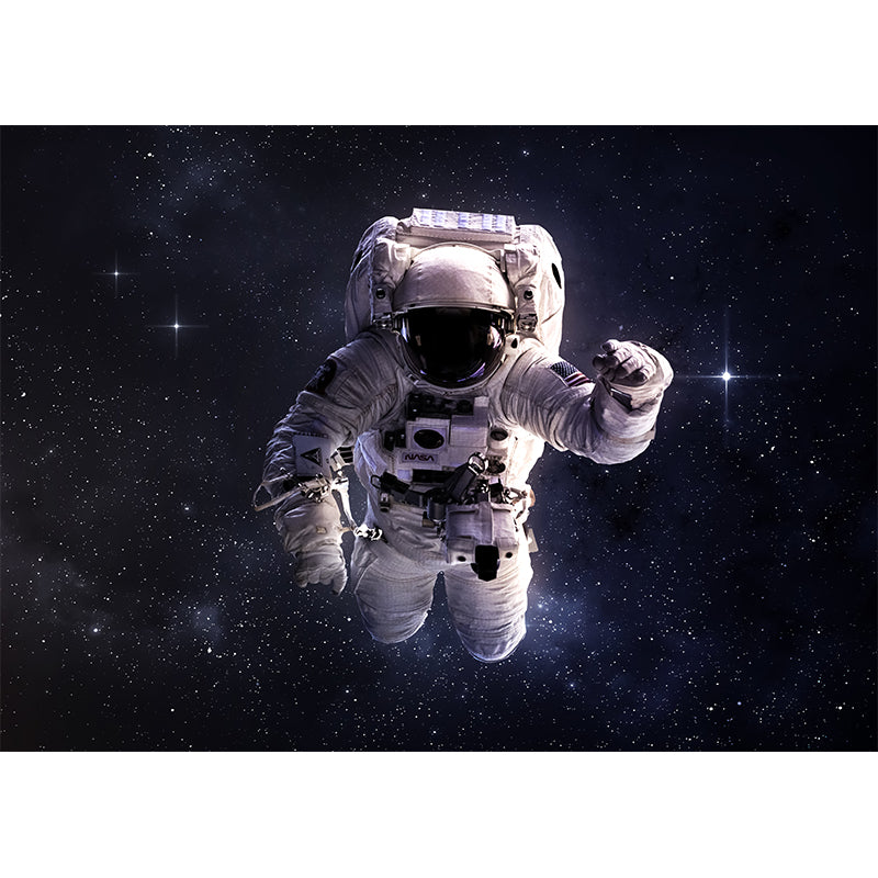 Black Stars and Astronaut Mural Wallpaper for Decoration Sci-Fi Living Room Wall Art Clearhalo 'Wall Decor' 'Wall Mural' 1627161