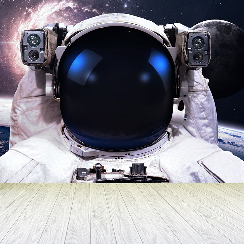 Black Stars and Astronaut Mural Wallpaper for Decoration Sci-Fi Living Room Wall Art Black Design 2 Clearhalo 'Wall Decor' 'Wall Mural' 1627163