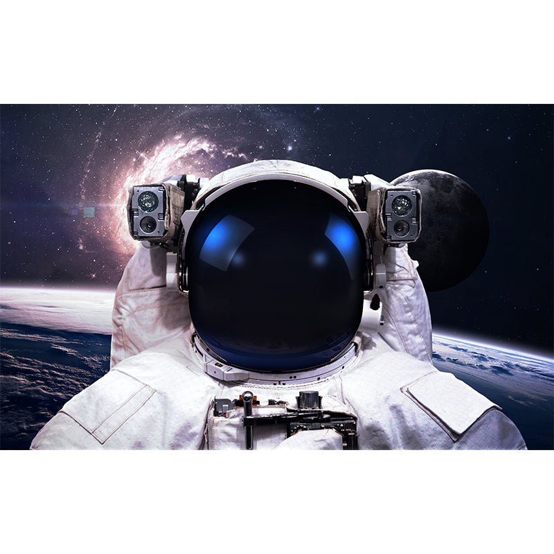 Black Stars and Astronaut Mural Wallpaper for Decoration Sci-Fi Living Room Wall Art Clearhalo 'Wall Decor' 'Wall Mural' 1627166