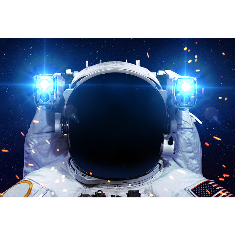 Black Stars and Astronaut Mural Wallpaper for Decoration Sci-Fi Living Room Wall Art Clearhalo 'Wall Decor' 'Wall Mural' 1627171