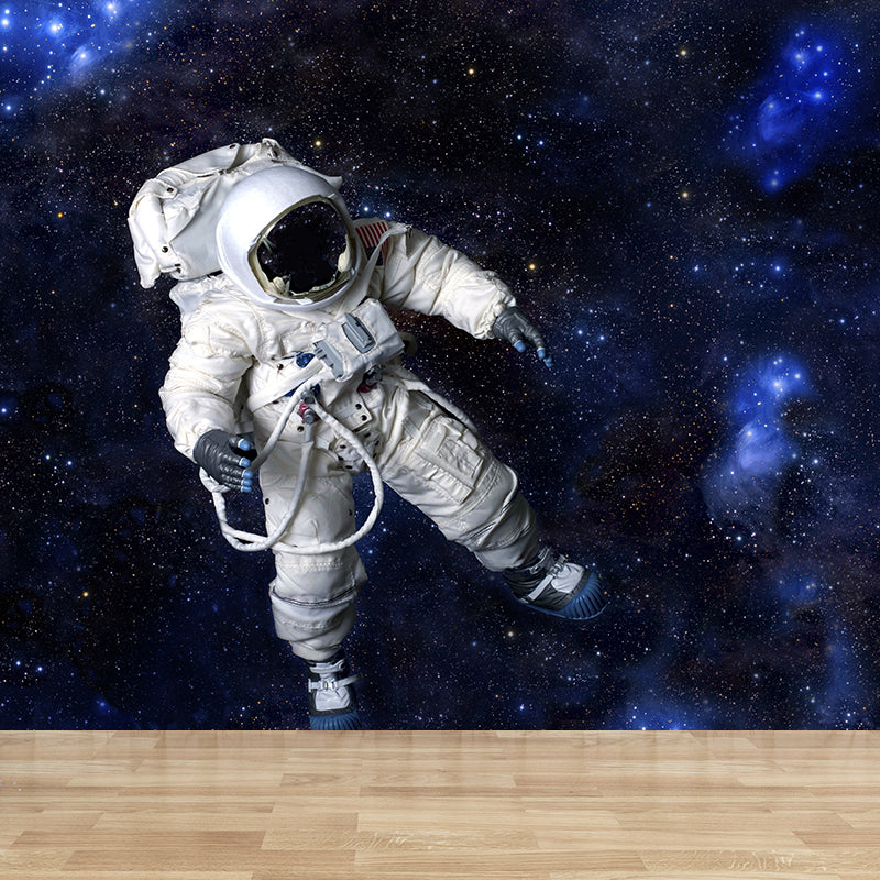 Black Stars and Astronaut Mural Wallpaper for Decoration Sci-Fi Living Room Wall Art Black Design 4 Clearhalo 'Wall Decor' 'Wall Mural' 1627173