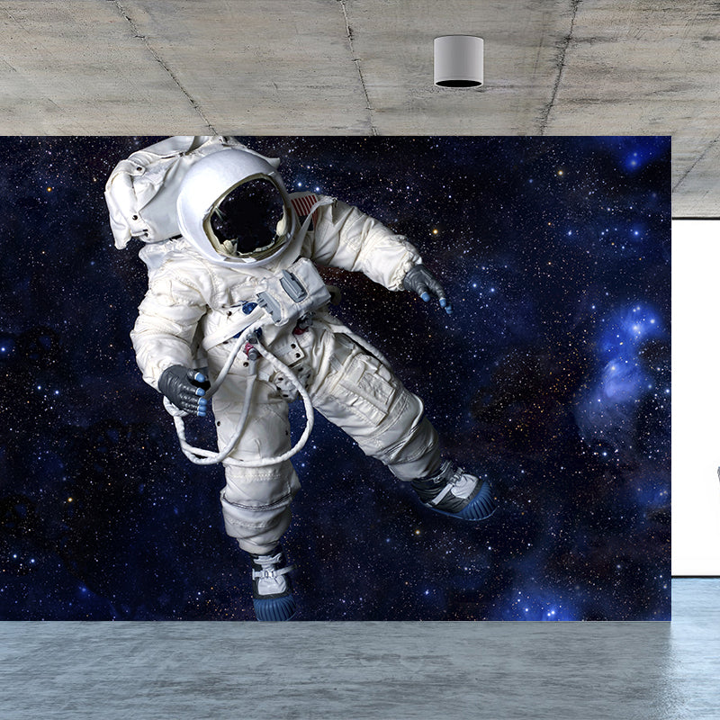 Black Stars and Astronaut Mural Wallpaper for Decoration Sci-Fi Living Room Wall Art Clearhalo 'Wall Decor' 'Wall Mural' 1627174