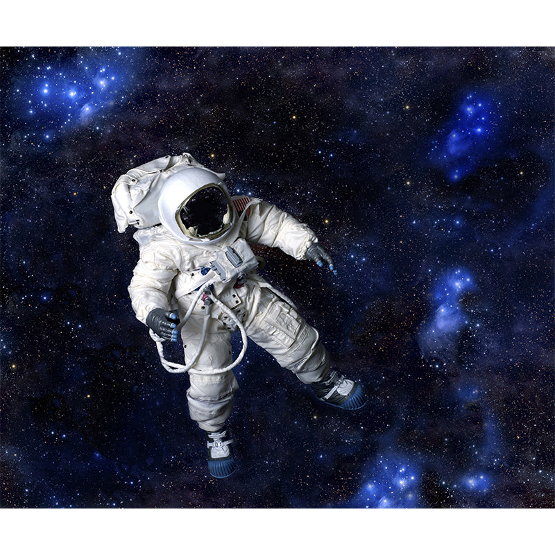 Black Stars and Astronaut Mural Wallpaper for Decoration Sci-Fi Living Room Wall Art Clearhalo 'Wall Decor' 'Wall Mural' 1627176