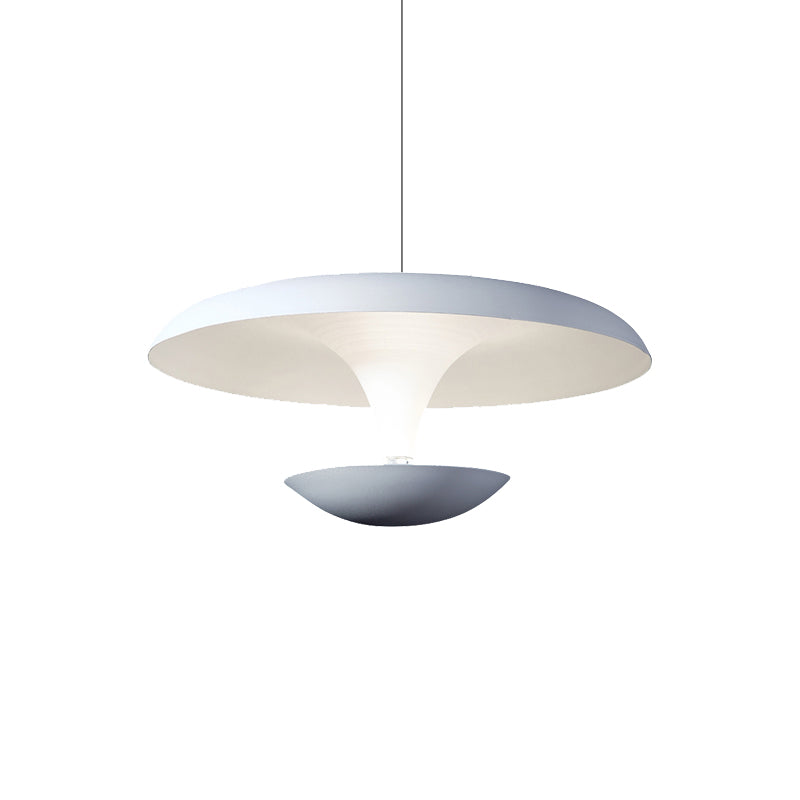 White Disc Pendant Light Fixture Modern Creative Metal Living Room Hanging Lamp, 8.5"/19.5" Wide Clearhalo 'Ceiling Lights' 'Modern Pendants' 'Modern' 'Pendant Lights' 'Pendants' Lighting' 162721