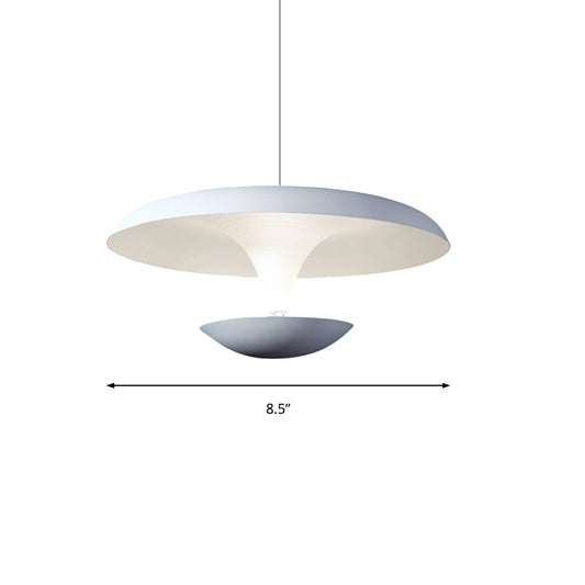 White Disc Pendant Light Fixture Modern Creative Metal Living Room Hanging Lamp, 8.5"/19.5" Wide Clearhalo 'Ceiling Lights' 'Modern Pendants' 'Modern' 'Pendant Lights' 'Pendants' Lighting' 162722