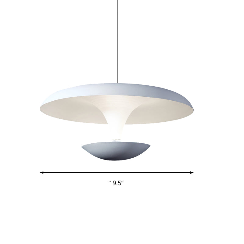 White Disc Pendant Light Fixture Modern Creative Metal Living Room Hanging Lamp, 8.5"/19.5" Wide Clearhalo 'Ceiling Lights' 'Modern Pendants' 'Modern' 'Pendant Lights' 'Pendants' Lighting' 162723