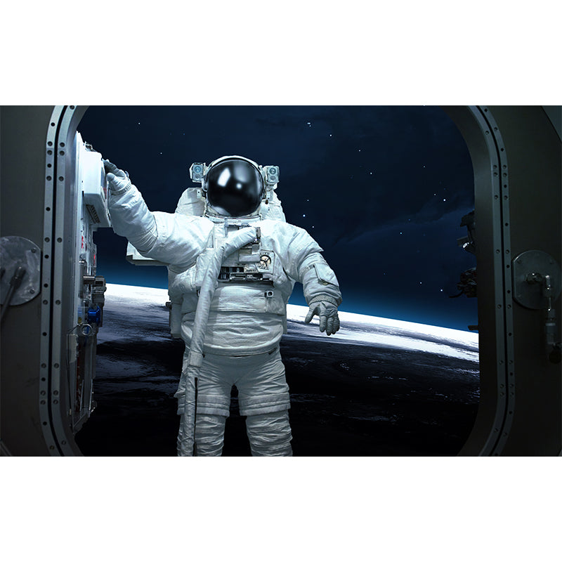 White Astronaut Printed Mural Stain Resistant Fictional Boys Bedroom Wall Covering Clearhalo 'Wall Decor' 'Wall Mural' 1627306